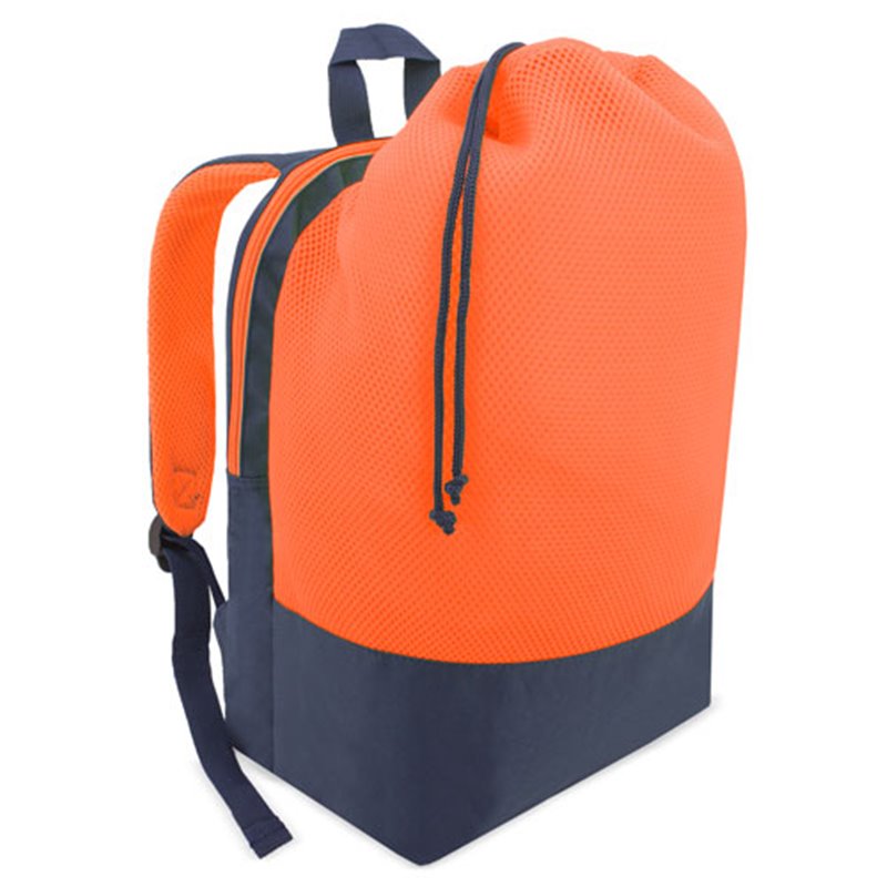 Mochila deportiva naranja flúor con gran compartimento transpirable de rejilla · Koala Rojo, Merchandising promocional y personalizado