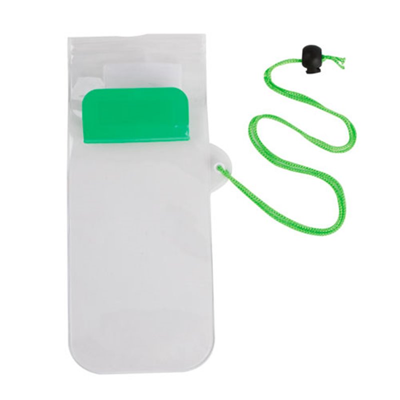 Bolsa waterproof verde y blanco con cordón para guardar pequeños objetos · Koala Rojo, Merchandising promocional y personalizado