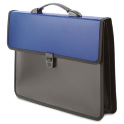 Maletín portadocumentos bicolor en PVC negro con solapa azul y cierre clic · KoalaRojo, Artículo promocional y personalizado