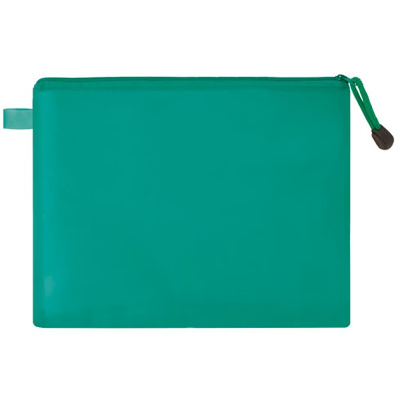 Portadocumentos de mano verde transparente con cremallera para documentación · Koala Rojo, Merchandising promocional y personalizado