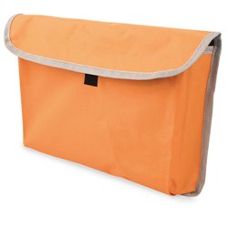 Portadocumentos A4 de solapa en poliéster naranja con ribete gris y cierre velcro · KoalaRojo, Artículo promocional y personalizado