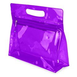 Neceser trasparente en PVC lila o morado con cremallera y asa integrada · Merchandising promocional de Neceseres · Koala Rojo