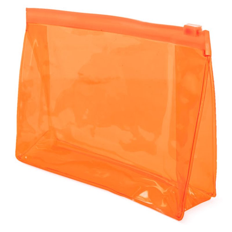 Neceser transparente de viaje en naranja con cierre zip · Koala Rojo, Merchandising promocional y personalizado