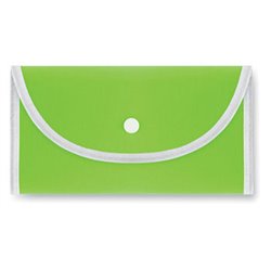 Bolsa de la compra plegada en verde lima con ribete blanco y cierre botón