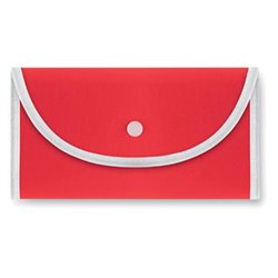 Bolsa plegable de la compra en nonwoven rojo con ribete blanco y cierre botón · KoalaRojo, Artículo promocional y personalizado