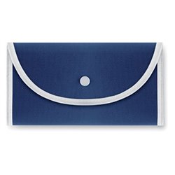 Bolsa plegable de la compra en nonwoven azul con ribete blanco y cierre botón · KoalaRojo, Artículo promocional y personalizado