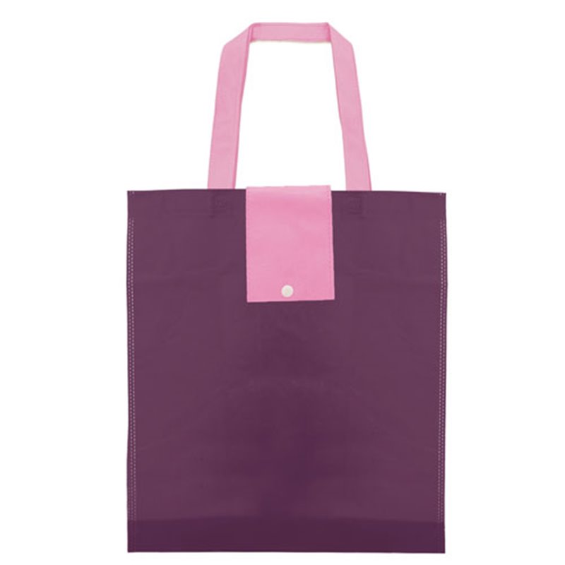 Bolsa plegable de la compra en lila o morado con asa larga y cierre botón · Koala Rojo, Merchandising promocional y personalizado