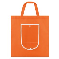 Bolsa plegable de la compra non woven naranja con ribete blanco y cierre botón · KoalaRojo, Artículo promocional y personalizado