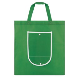 Bolsa plegable de la compra non woven verde con ribete blanco y cierre botón · KoalaRojo, Artículo promocional y personalizado