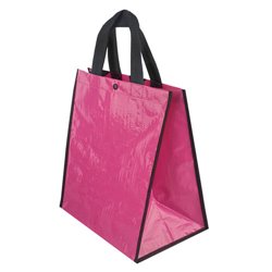 Bolsa en plástico laminado brillo fucsia con ribete y asas en negro · KoalaRojo, Artículo promocional y personalizado