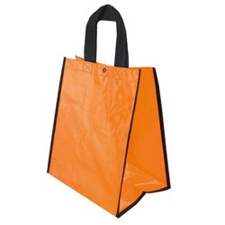 Bolsa en plástico laminado brillo naranja con ribete y asas en negro · KoalaRojo, Artículo promocional y personalizado