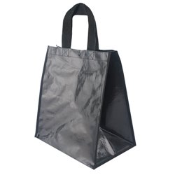 Bolsa en plástico laminado brillo negro con ribete y asas en negro · KoalaRojo, Artículo promocional y personalizado