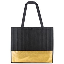 Bolsa con franja en dorado y negro con textura almohadillada y asas largas · KoalaRojo, Artículo promocional y personalizado
