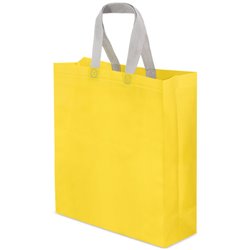 Bolsa grande vertical en laminado mate amarillo con asas cortas grises · KoalaRojo, Artículo promocional y personalizado
