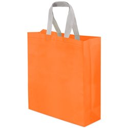 Bolsa grande vertical en laminado mate naranja con asas cortas grises · KoalaRojo, Artículo promocional y personalizado