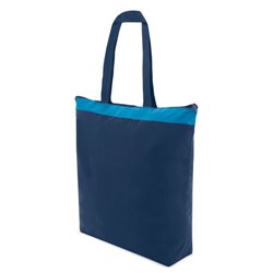 Bolsa con cremallera azul oscuro de asas largas y franja superior color contraste · KoalaRojo, Artículo promocional y personalizado