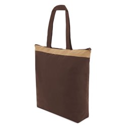 Bolsa con cremallera marrón de asas largas y franja superior color contraste · KoalaRojo, Artículo promocional y personalizado