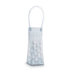 Bolsa nevera para botella en PVC transparente con asa a juego