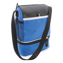 Mochila nevera bandolera en azul y negro de doble compartimento y bolsillos rejilla · KoalaRojo, Artículo promocional y personalizado