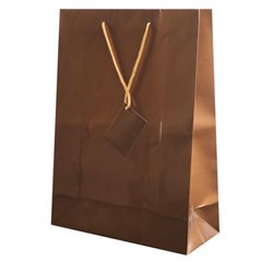 Bolsa de regalo dorada en papel plastificado con cordón y etiqueta · Merchandising promocional de Bolsas de regalo · Koala Rojo