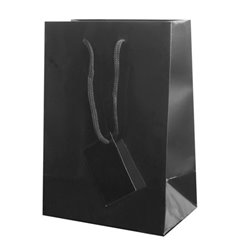 Bolsa de regalo negra en papel plastificado con cordón y etiqueta de 15x7x10cm · Merchandising promocional de Bolsas de regalo · Koala Rojo