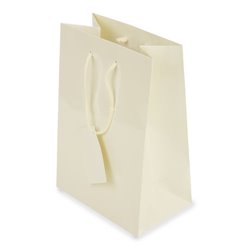 Bolsa de regalo blanca en papel plastificado con cordón y etiqueta de 15x7x10cm · KoalaRojo, Artículo promocional y personalizado
