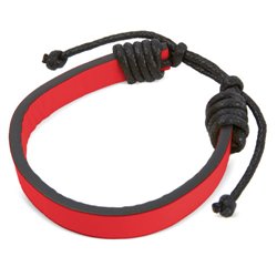 Pulsera  de polipiel y cordones con caras en rojo combinado con negro · KoalaRojo, Artículo promocional y personalizado