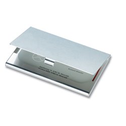 Tarjetero aluminio plateado tipo cajita rígida con cierre presión · Merchandising promocional de Tarjeteros · Koala Rojo