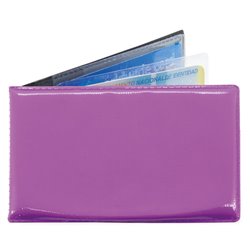 Tarjetero horizontal en polipiel lila o morado con fundas de PVC para tarjetas · Merchandising promocional de Tarjeteros · Koala Rojo