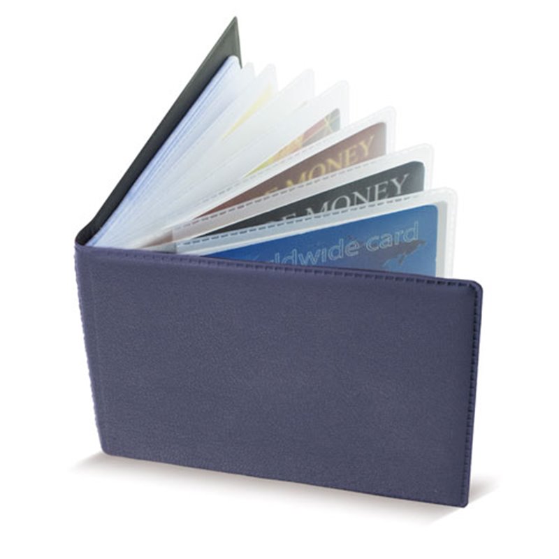 Tarjetero horizontal para 40 tarjetas en polipiel azul marino con fundas de PVC · Koala Rojo, Merchandising promocional y personalizado