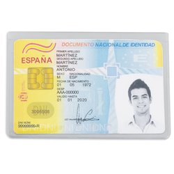 Funda porta tarjeta o tarjetero simple PVC plateado con frontal transparente  · KoalaRojo, Artículo promocional y personalizado