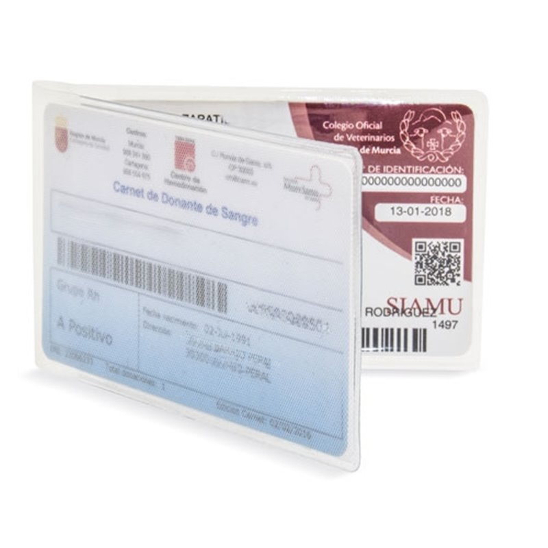 Funda doble para tarjetas en PVC transparente en Hojas de 5 Uds · Koala Rojo, Merchandising promocional y personalizado