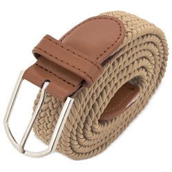 Cinturón elástico en poliéster arena o camel y marrón con hebilla plateada · KoalaRojo, Artículo promocional y personalizado