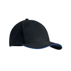 Gorra con visera sandwich negro azul en algodón grueso peinado 6 paneles · KoalaRojo, Artículo promocional y personalizado
