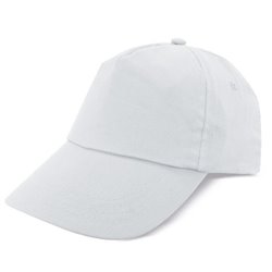Gorra blanca en algodón peinado de 5 paneles con cierre ajustable de velcro · KoalaRojo, Artículo promocional y personalizado