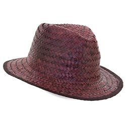 Sombrero de paja colorida granate y cinta interior estilo Chicago  · Merchandising promocional de Sombreros · Koala Rojo