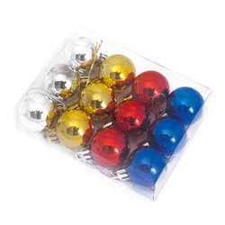 Set de 12 mini bolas de navidad en colores metalizados · Merchandising promocional de Navidad · Koala Rojo