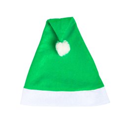 Gorro de Papa Noel verde con franja y borla blanca, de fieltro  · Merchandising promocional de Fiestas y Celebraciones · Koala Rojo