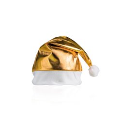 Gorro de Papa Noel dorado en poliéster metalizado · Merchandising promocional de Fiestas y Celebraciones · Koala Rojo