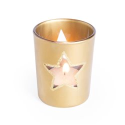 Portavelas dorado o plateado en vaso con dos estrellas transparentes · KoalaRojo, Artículo promocional y personalizado