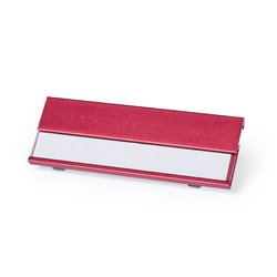 Identificador en aluminio rojo con ventana para etiqueta de papel · KoalaRojo, Artículo promocional y personalizado