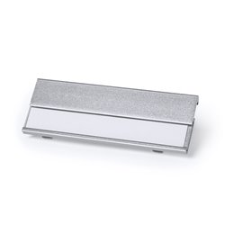 Identificador en aluminio plateado con ventana para etiqueta de papel · KoalaRojo, Artículo promocional y personalizado