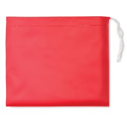 Impermeable rojo de capucha plegable en plástico PVC con funda a juego · KoalaRojo, Artículo promocional y personalizado