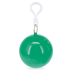 Poncho transparente de lluvia plegado en llavero bola verde con mosquetón · KoalaRojo, Artículo promocional y personalizado