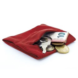 Muñequera en poliéster rojo con bolsillo cremallera. Ejemplo de uso · KoalaRojo, Artículo promocional y personalizado