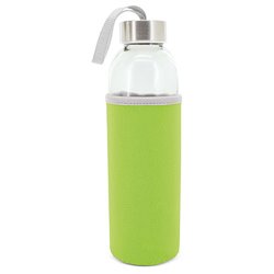 Bidon transparente cristal con funda de neopreno en color verde · Merchandising promocional de Bidones y botellas · Koala Rojo