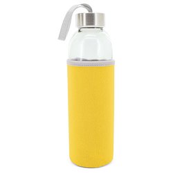 Bidon transparente cristal con funda de neopreno en color amarillo · KoalaRojo, Artículo promocional y personalizado
