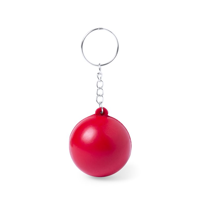 Llavero pelota antiestrés roja de suave cuerpo con anilla y cadenita · Koala Rojo, Merchandising promocional y personalizado