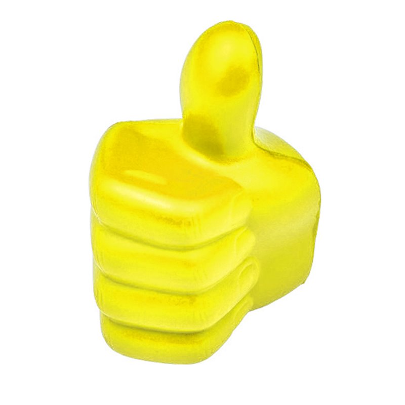 Mano like antiestrés en forma de mano con pulgar levantado en color amarillo · Koala Rojo, Merchandising promocional y personalizado