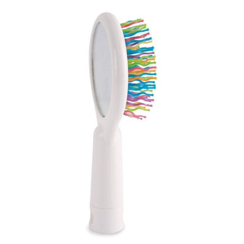Cepillo multicolor original en plástico blanco con púas de colores · Koala Rojo, Merchandising promocional y personalizado